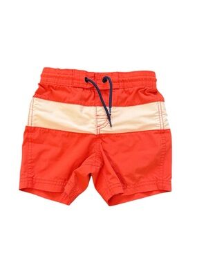 Old Navy Little Boy Orange White Stripe Boardshorts Size XS Summer Swim Play